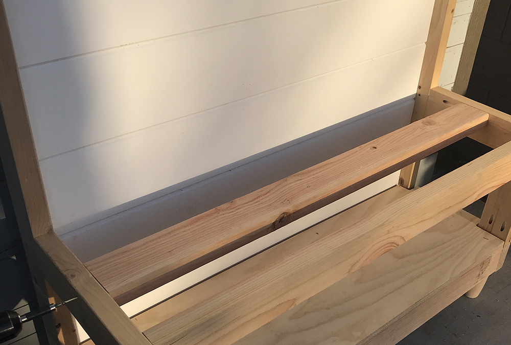 wood pieces assembled to create a bench